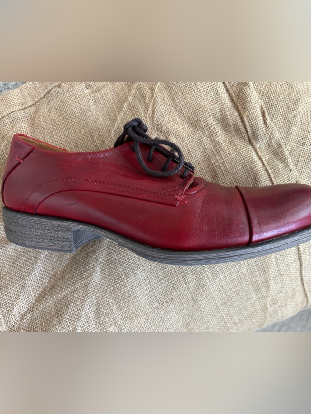 Miz Mooz Burgundy Leather Lace-Up Oxfords Size 7.5 - Picture 5 of 5